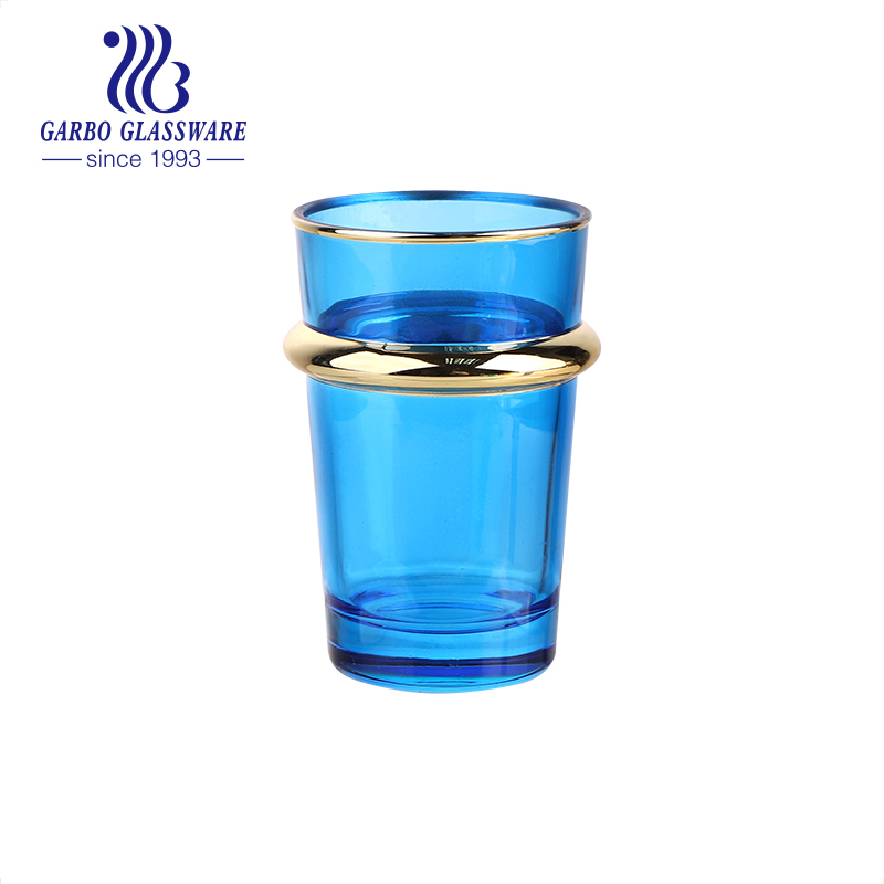 4.5oz 130ml blue color spray golden plating middle East style glass tea cup
