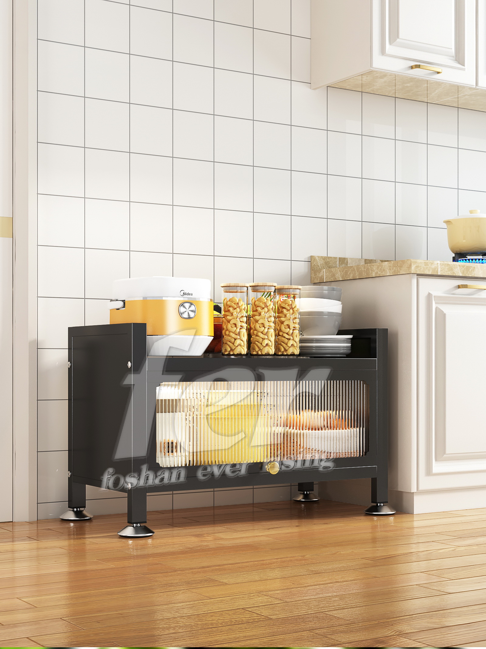 Multi-function Large Microwave Oven Pot Oven Cabinet Storage Shelf With Cabinet Door Shelf