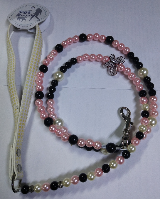Pink Imitation Pearl Beads Dog Leash 120cm