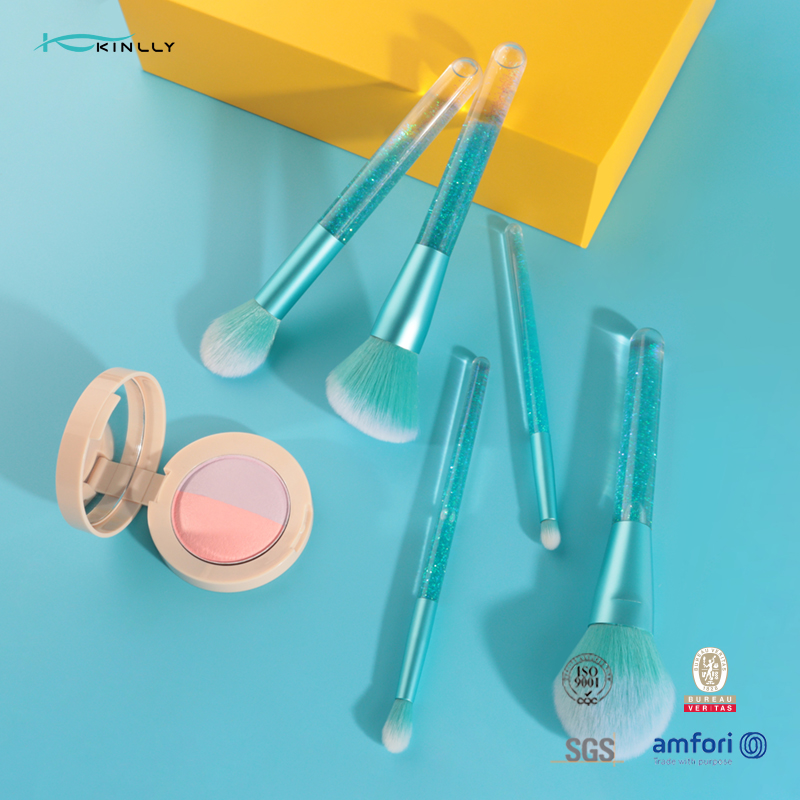 Plastic Handle Travel Makeup Brush Set 4PCS Synthetic Hair