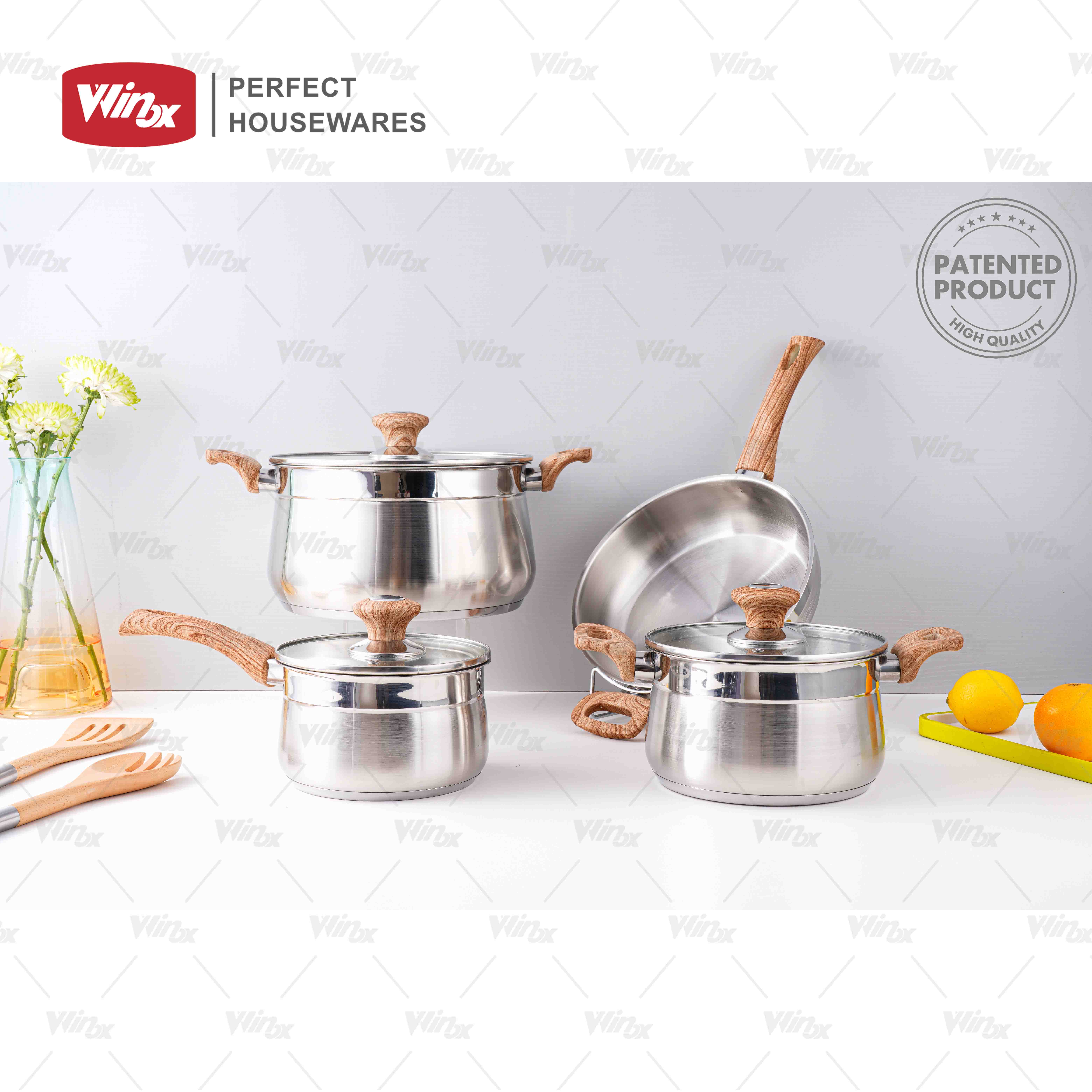 PHW Stainless Steel Cooking Pot with Bakelite Handles