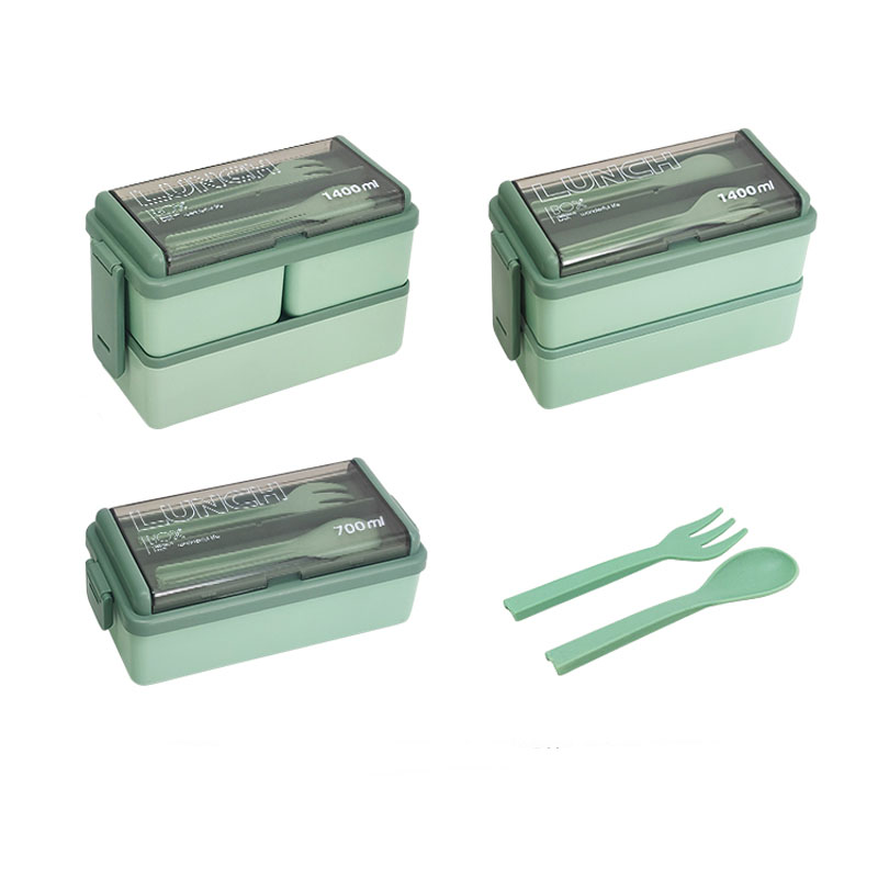 1400ml Double Layer Divided Compantments Lunch Box