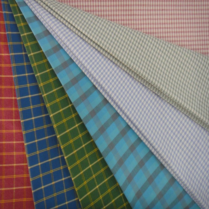 Yarn dyed checks with light brush