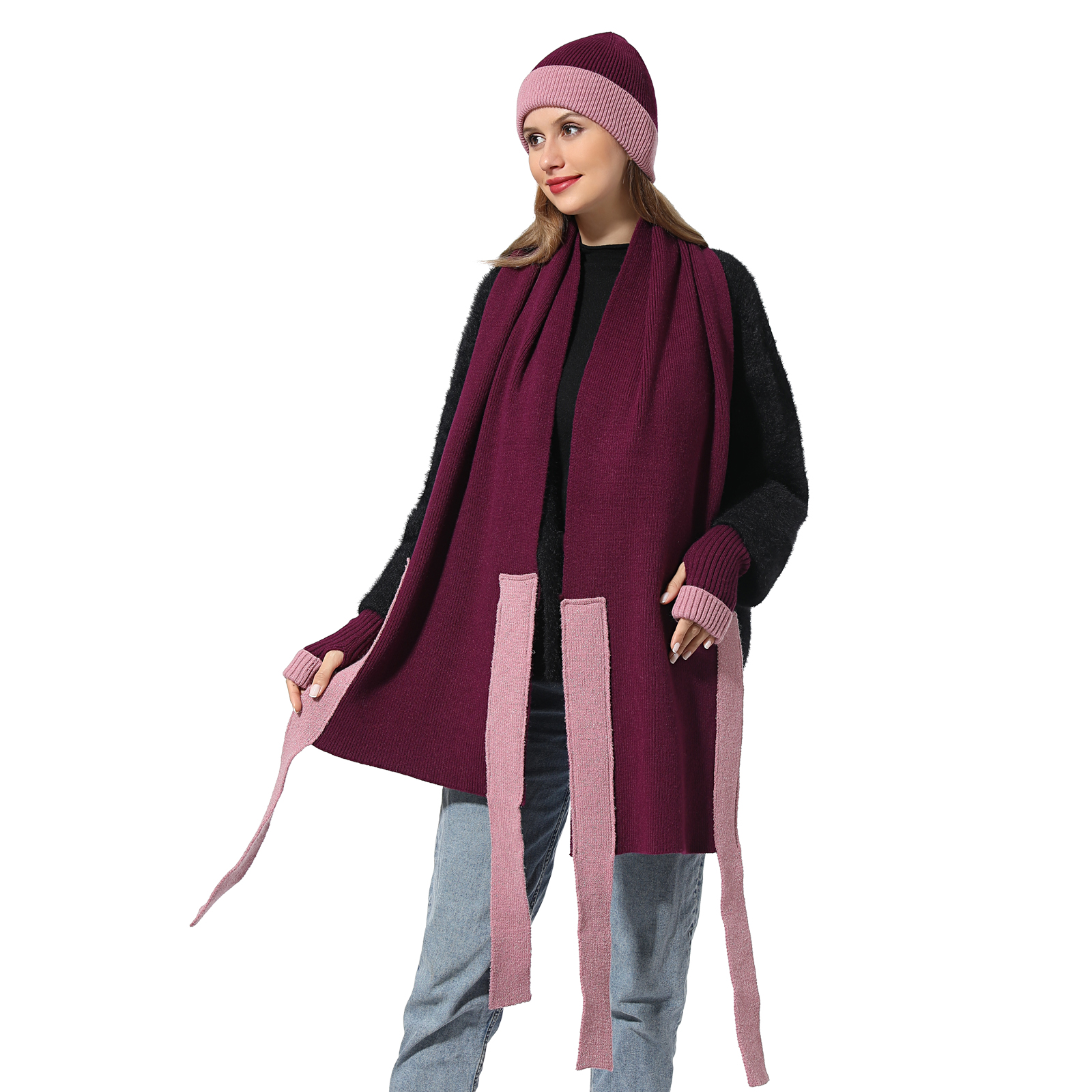 Lady scarf and beanie hat set