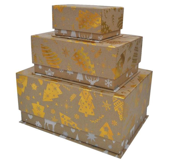 Christmas tree gold gift box