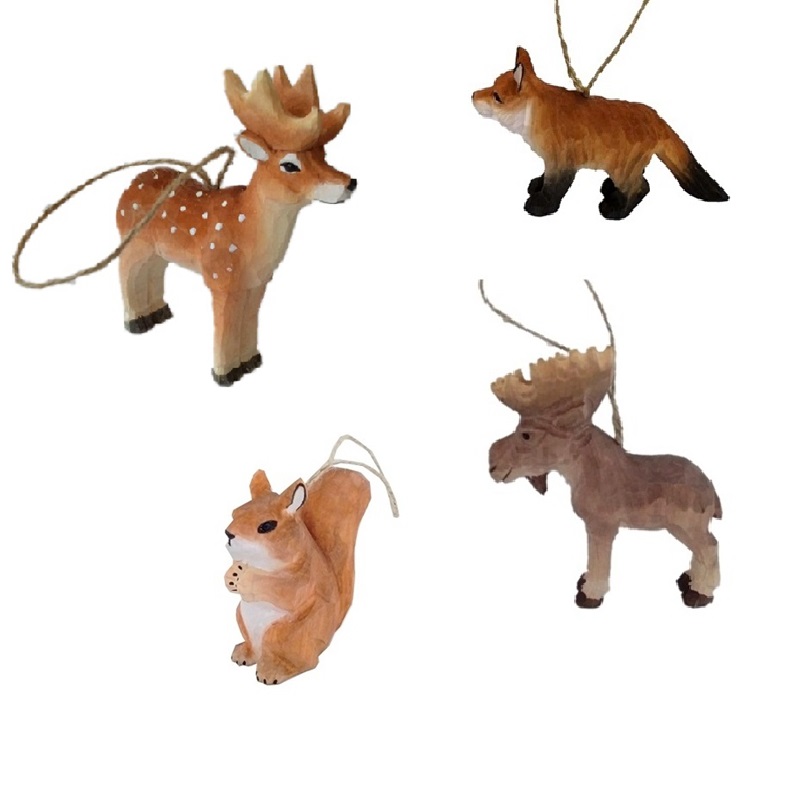 decorative hand carved wooden wild animals