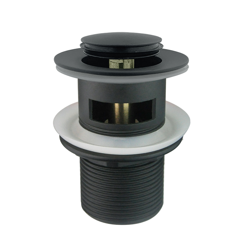 Bathroom push pop up drain basin waste click clack with overflow brass
