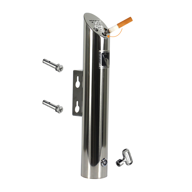 Wholesale stainless steel wall mounted ashtray for hotel