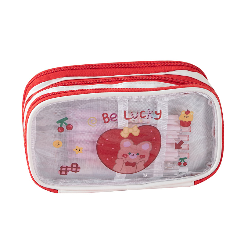 Transparent large capacity pencil bag