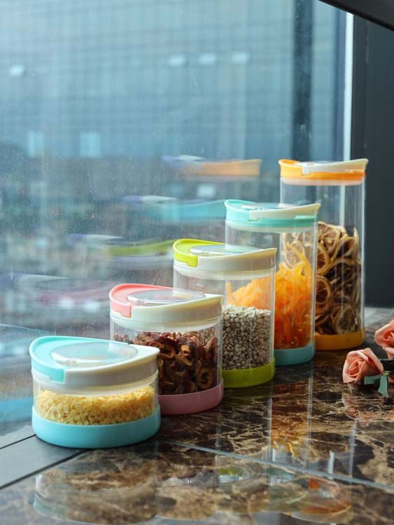 Diameter110mm Plastic handle Glass Storage Jars