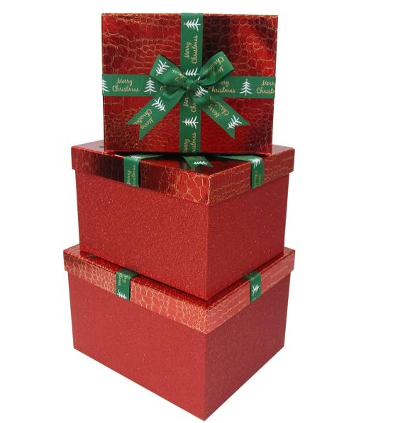 Christmas square gift box with bowknot