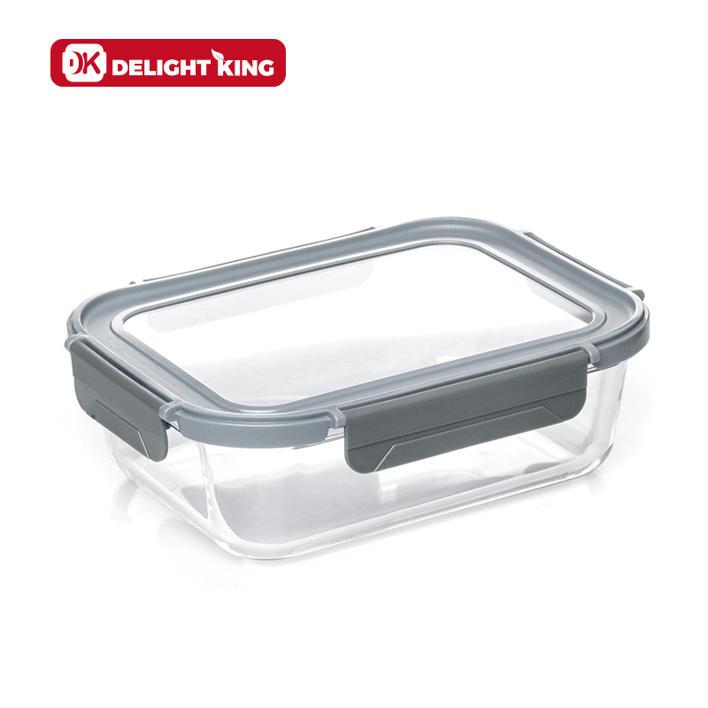 High borosilicate glass food container with glass lid TPE seal one-piece glass storage container
