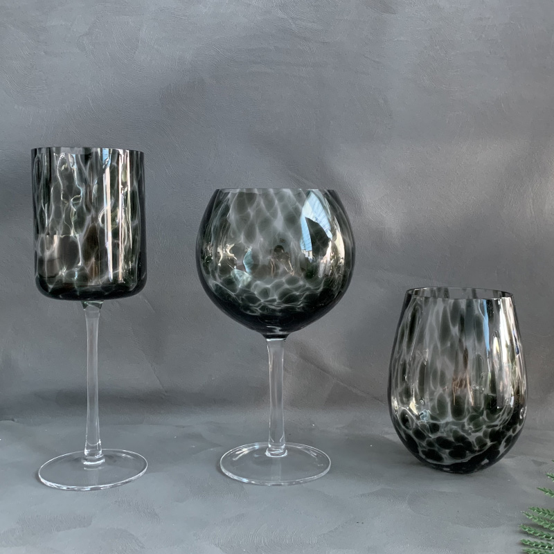 Nordic Elegant Colored confetti Gin Wine Glass Vintage Goblet Balloon Gin Glass