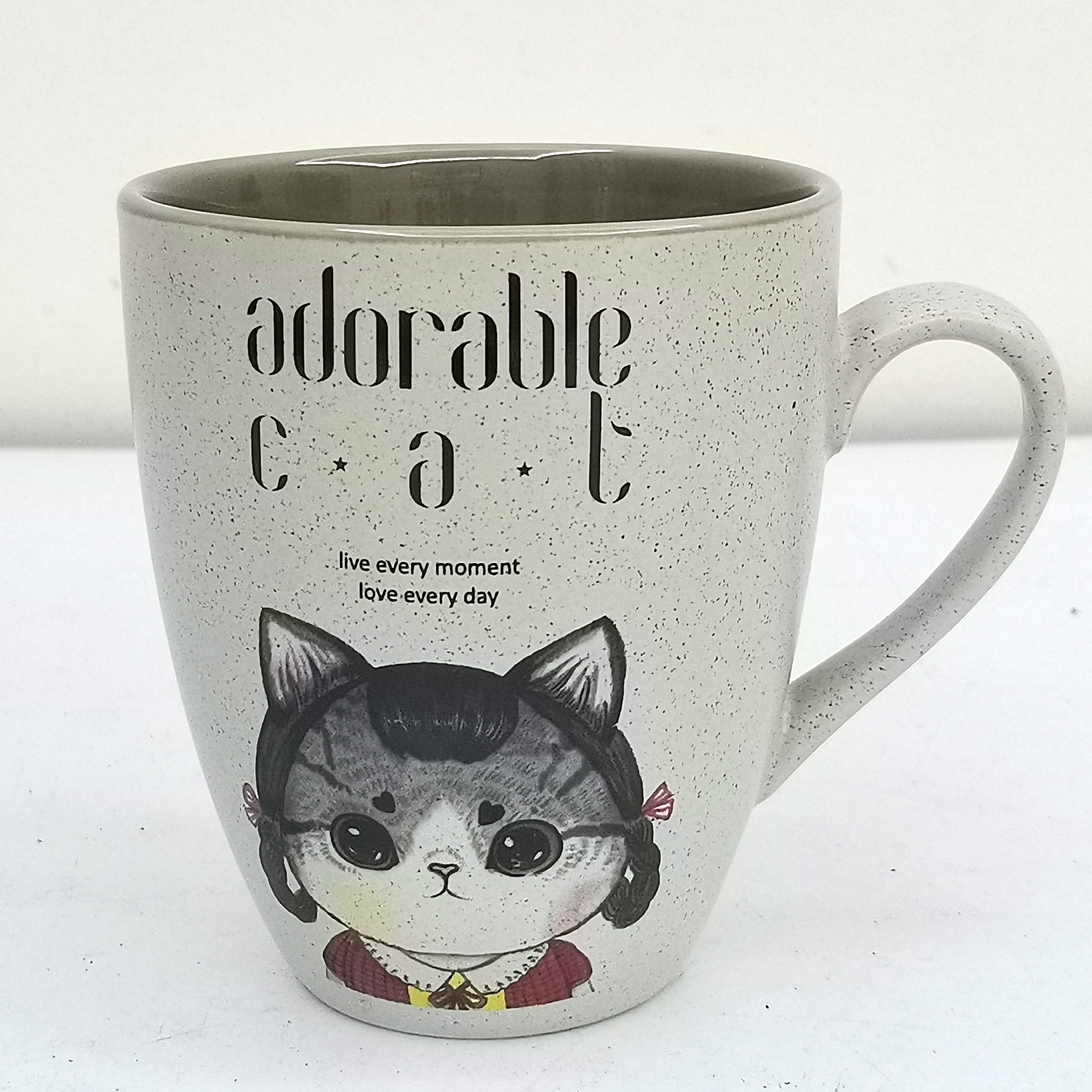 Tableware cup color glazing ceramic tea mug for home use decal cat