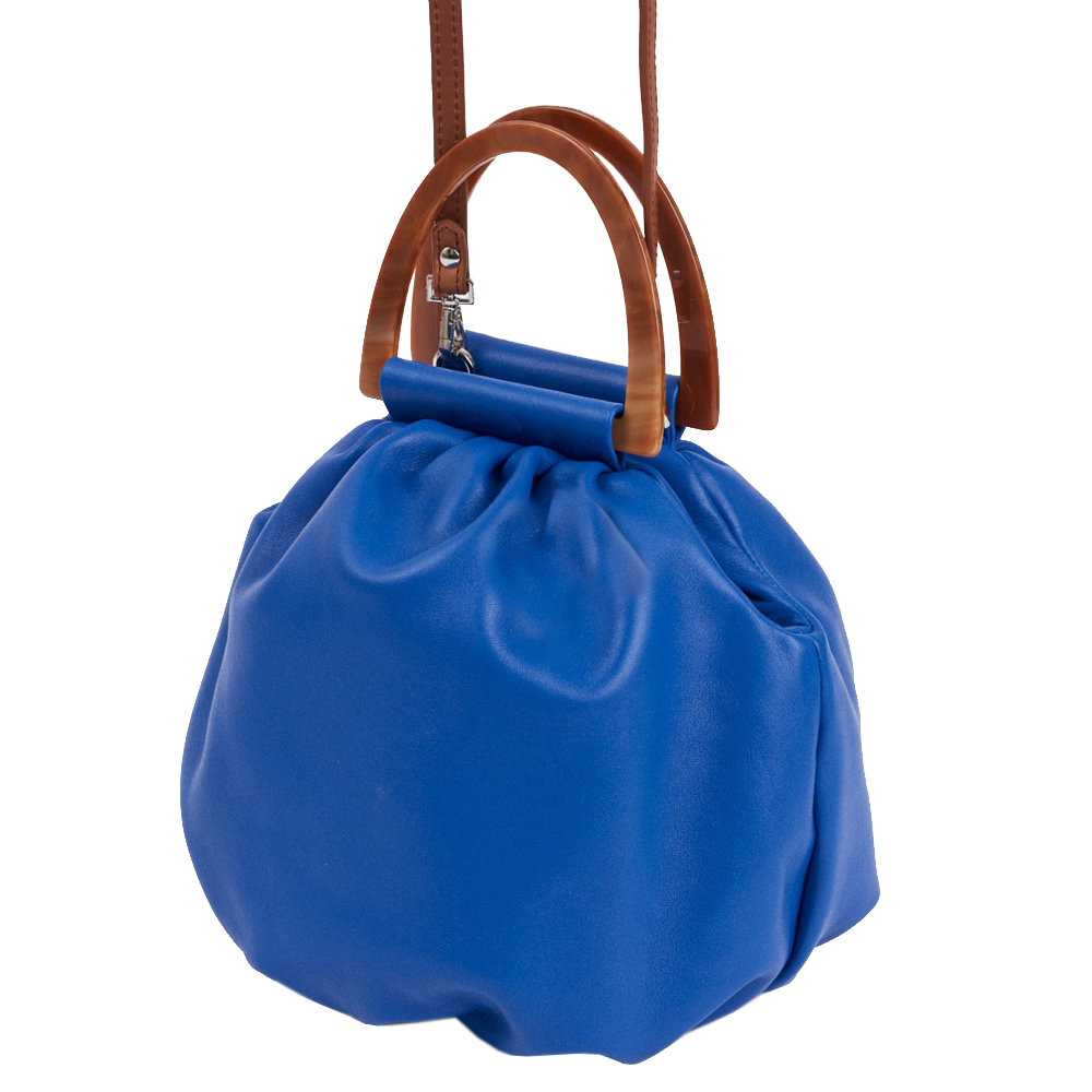 Fashionable semi-circular wooden handbag for ladies