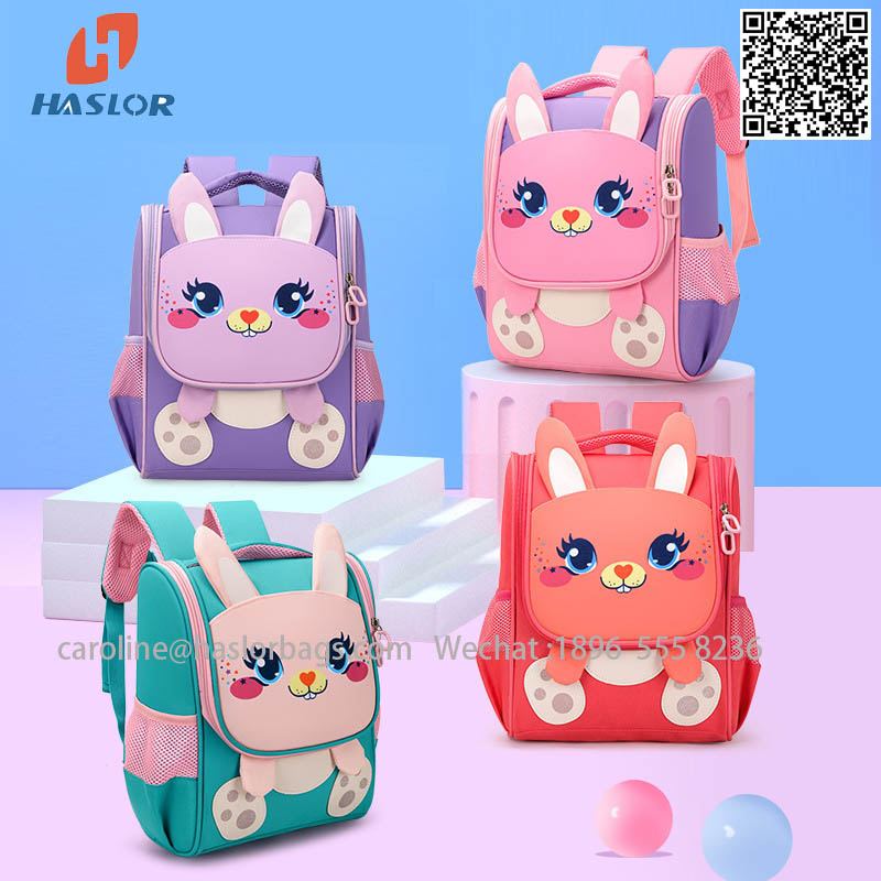 New preschool girls cartoon cartoon Mosaic modeling light and comfortable double shoulder backpack