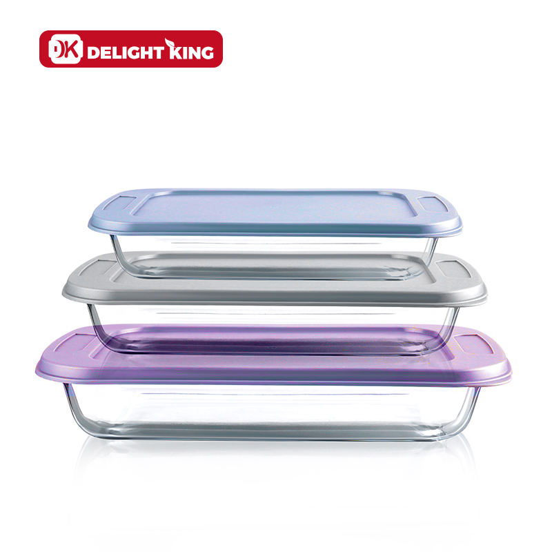 Oven use glass baking dish with pp lid for kithchen baking glass baking tray