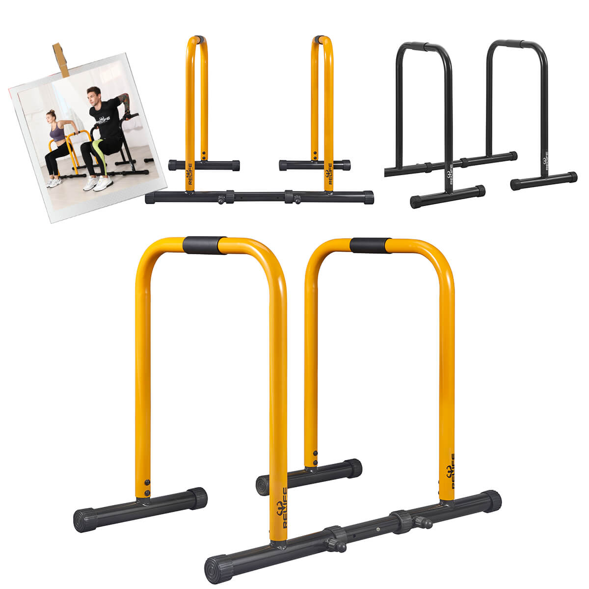 Adjustable Parallette Dip Bar Station Fitness Workout Dip Stand Station Machine for Home