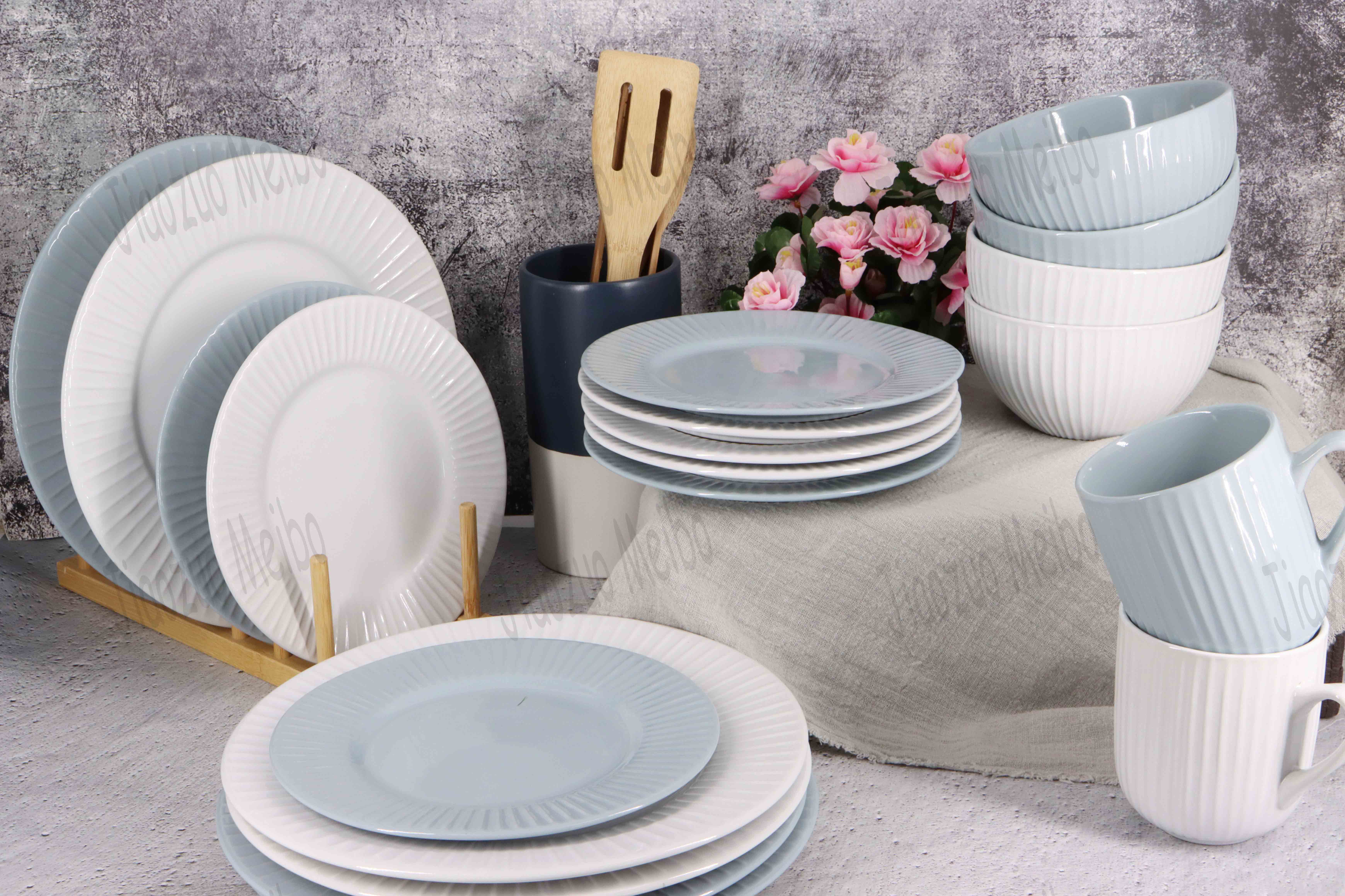Stoneware solid color glazed 16pcs dinner set