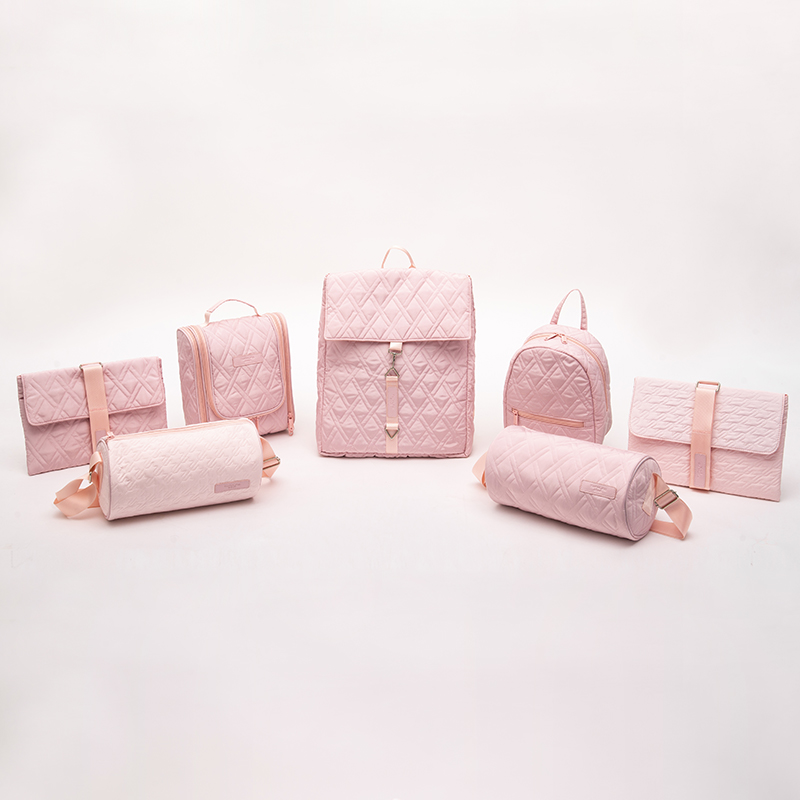 Fashion pink casual lady's quilted and ultrasonic backpack series