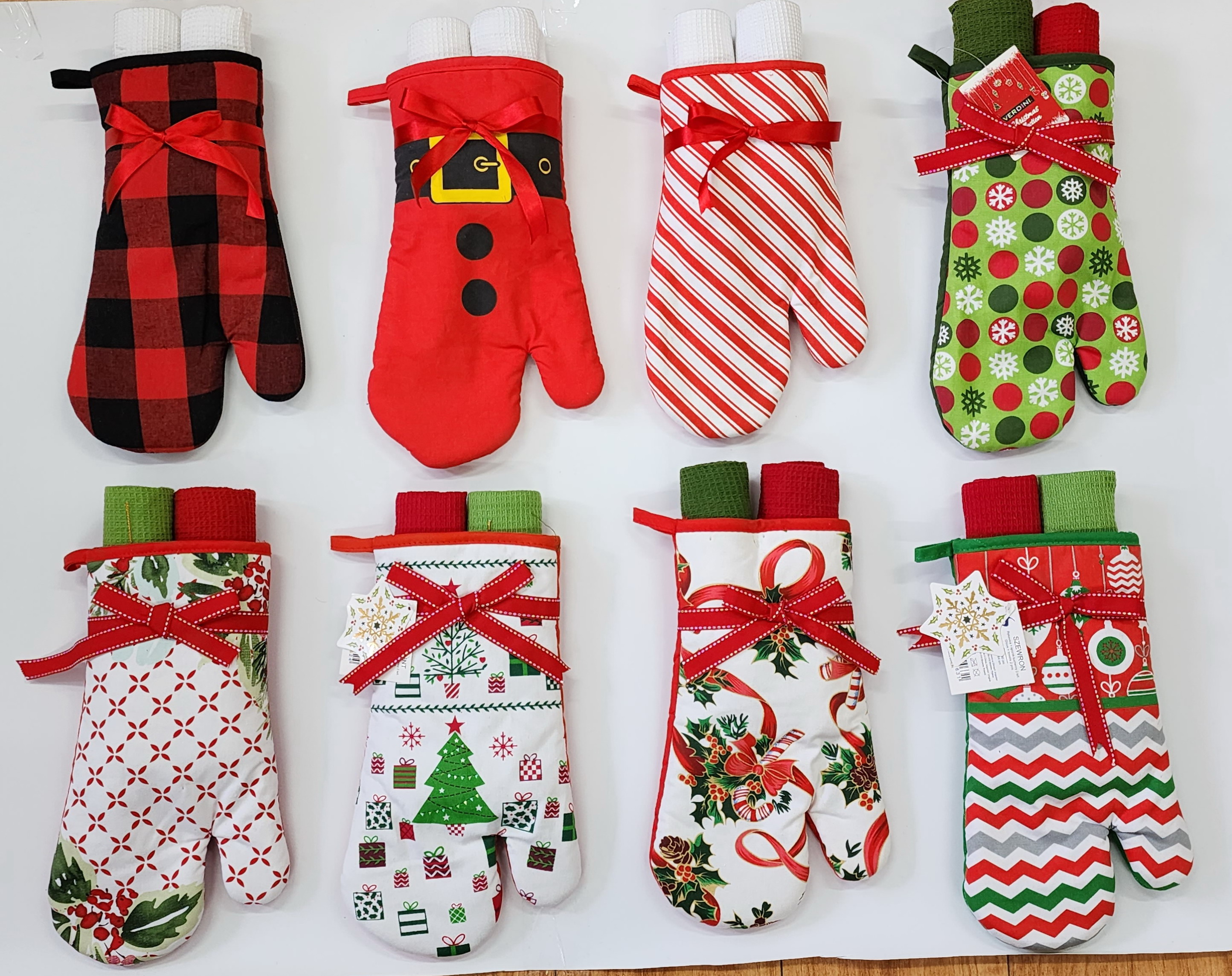 Christmas printing kitchen glove sets