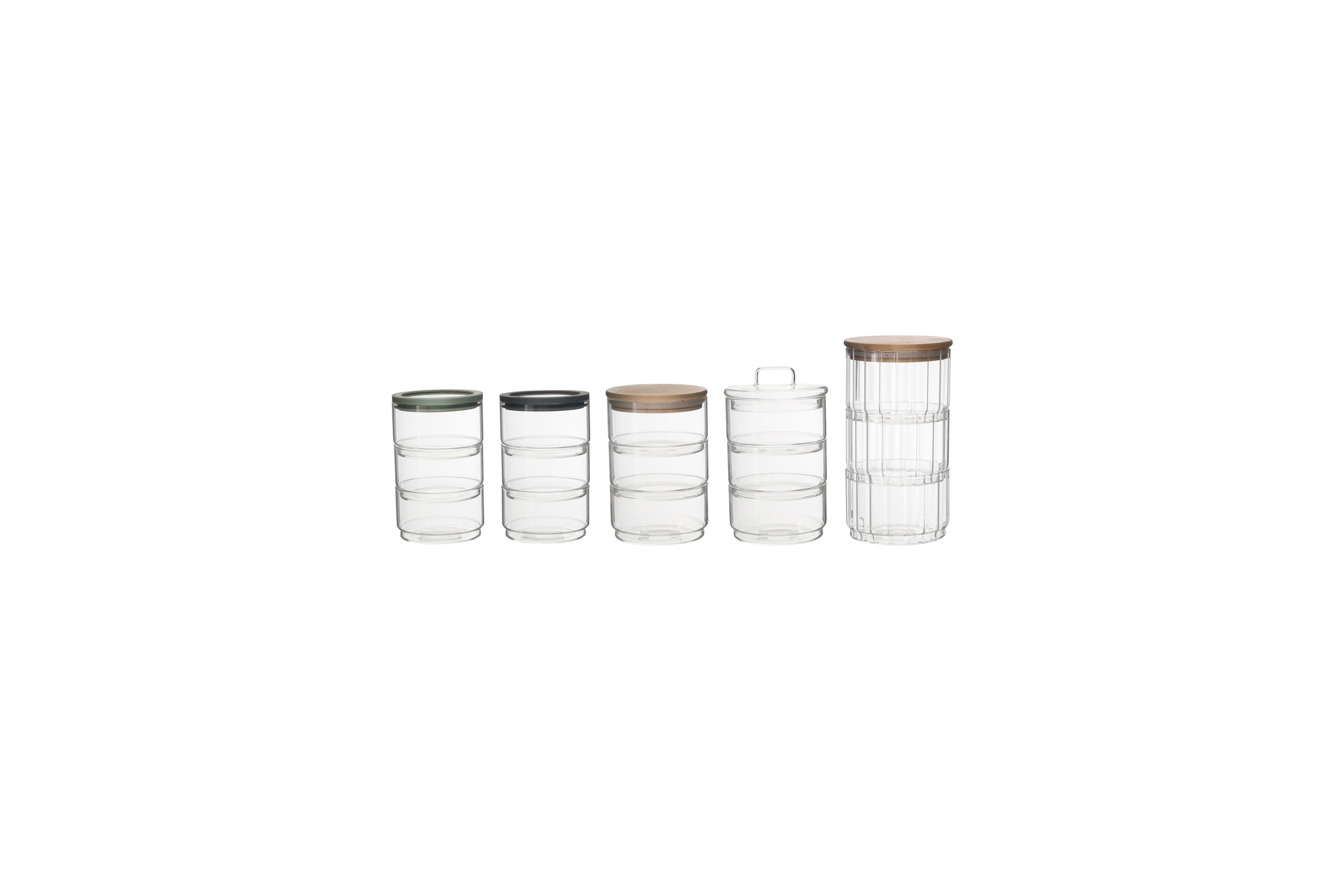Stackable Borosilicate Glass Canister;storage Jar;bamboo Lid;acacia Lid;kitchen;dining;glassware