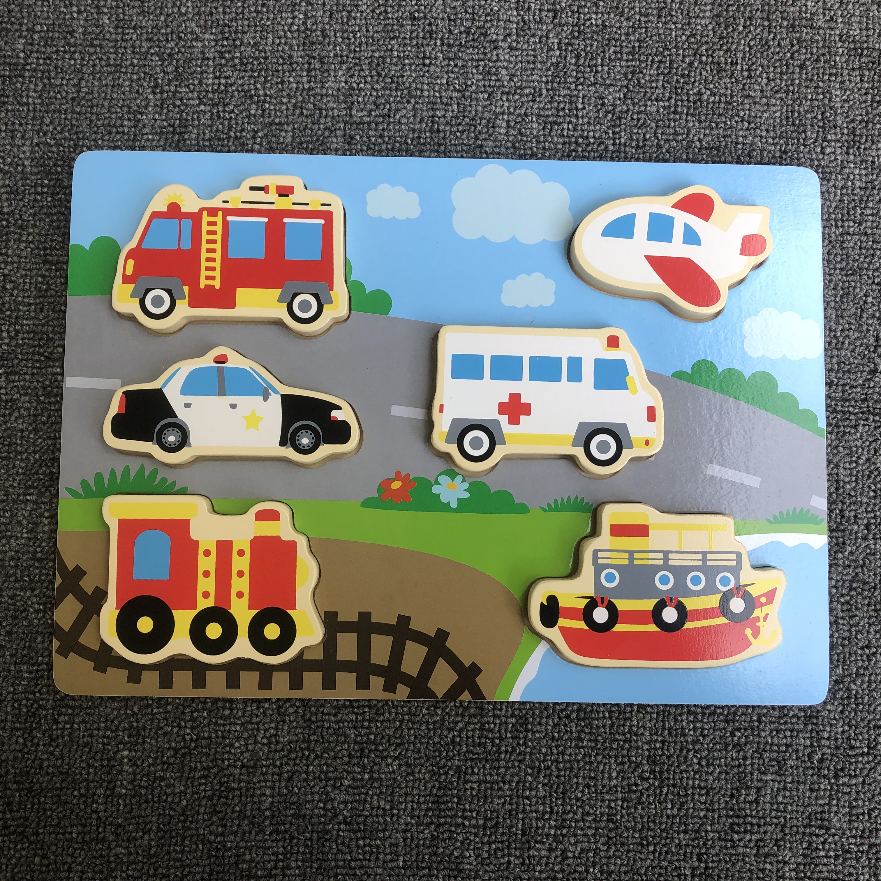 Wholesale High Quality Chunky Transportation Puzzle Educational Toys For Kids