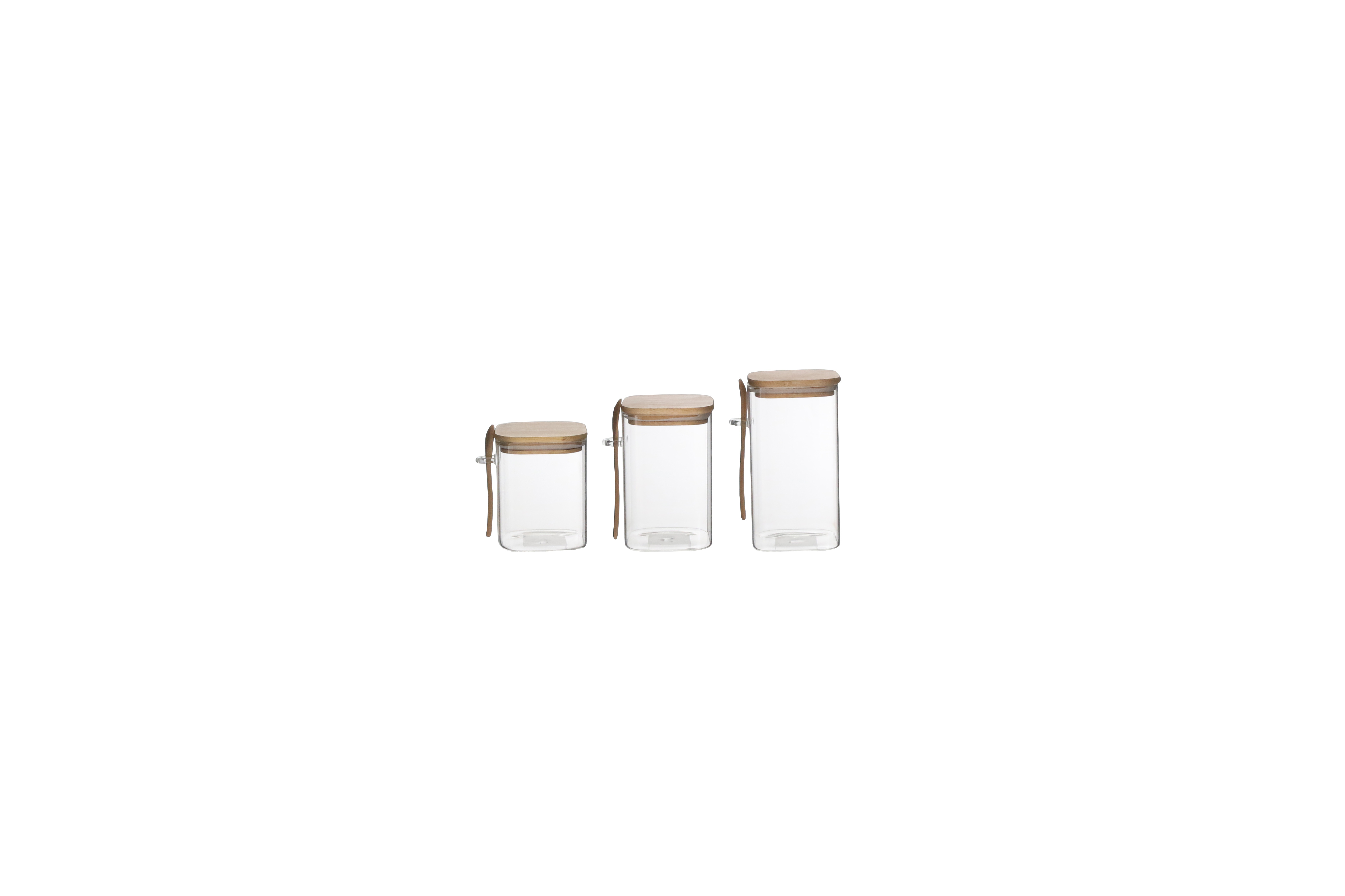 Borosilicate Glass Canister With Spoon;storage Jar;bamboo Lid;acacia Lid;kitchen;dining;glassware