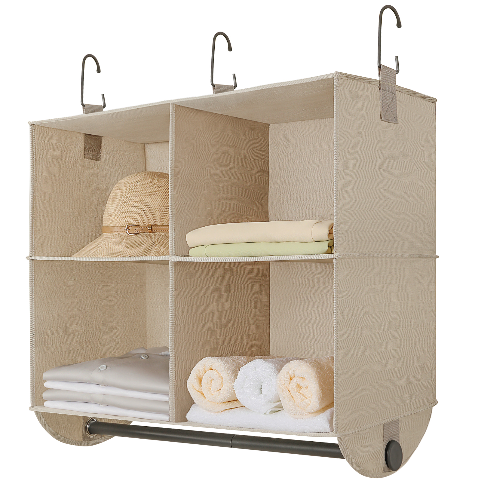 Double Layers Fabric Wardrobe Storage Organizers