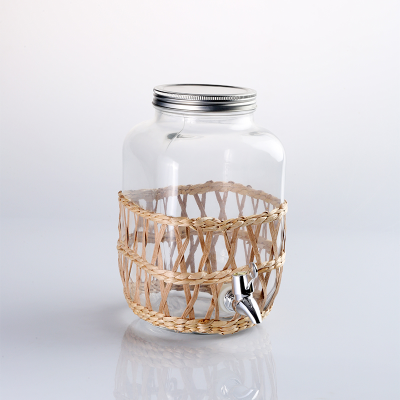 Glass dispenser with cattail cover