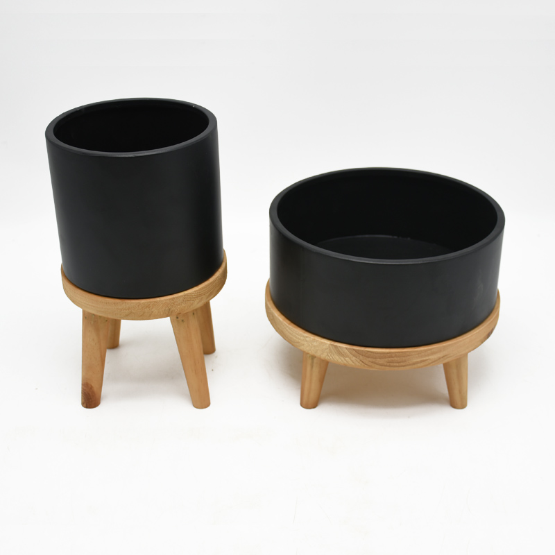 Luckywind Modern Farmhouse Wood Plantern Set For Home Office Decor，indoor wood plant stand
