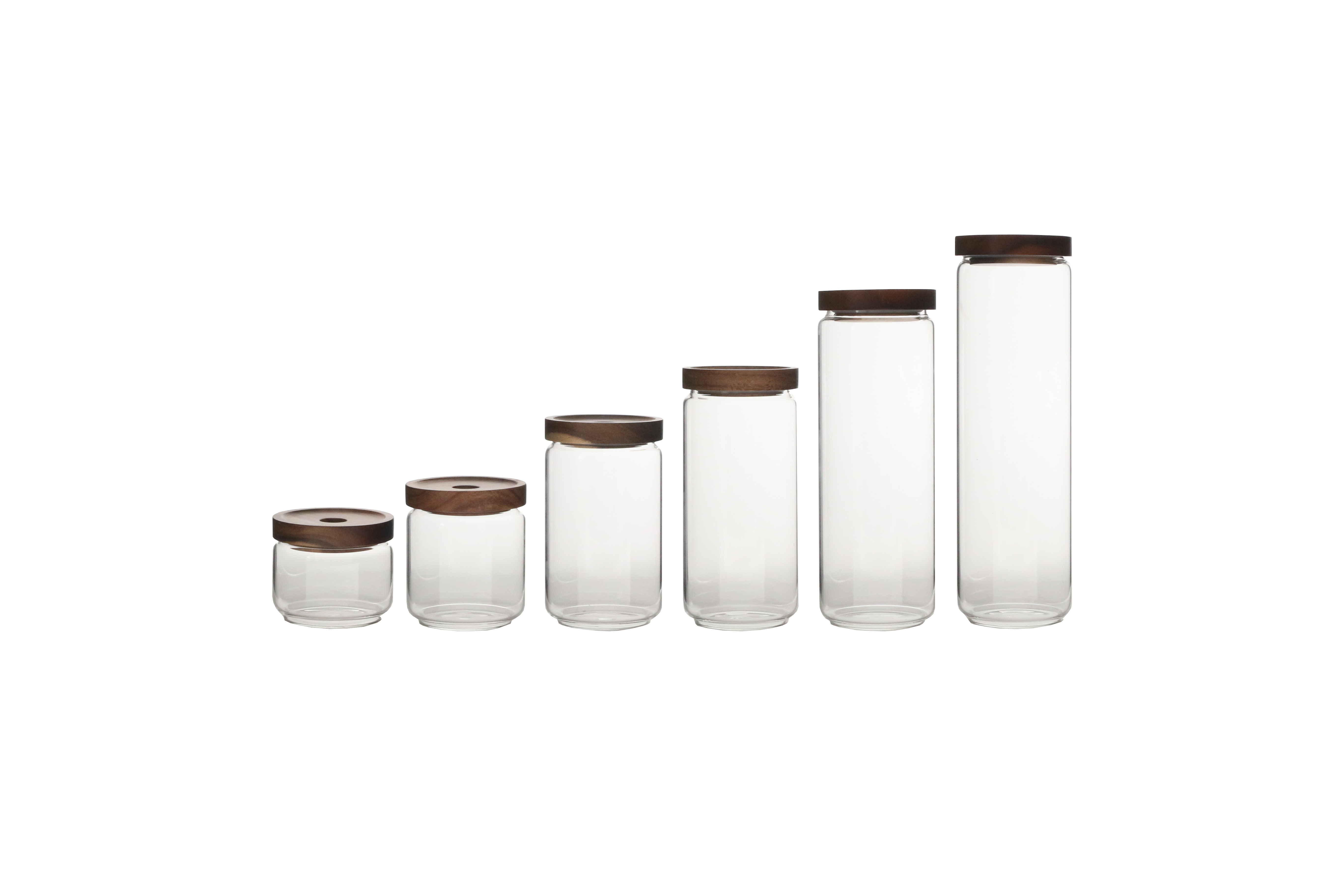 Stackable Borosilicate Glass Canister;storage Jar;bamboo Lid;acacia Lid;kitchen;dining;glassware