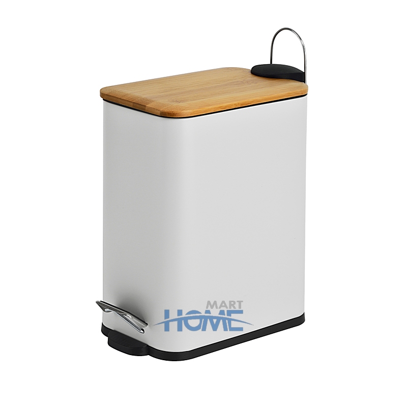 Rectangle Shaped Dustbin All Sizes Pedal Bin Indoor Kitchen Using Waste Bin With Bamboo Lid