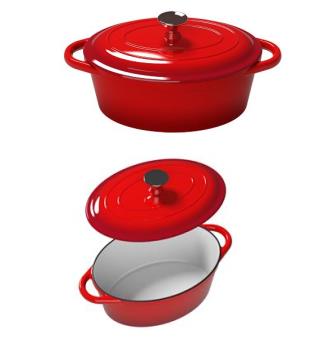 4.7 liter enamel cast iron oval casserole