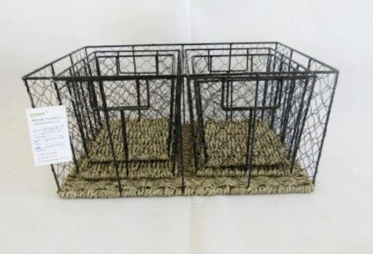 zhengheshun iron wire seagrass set 5 storage basket for office