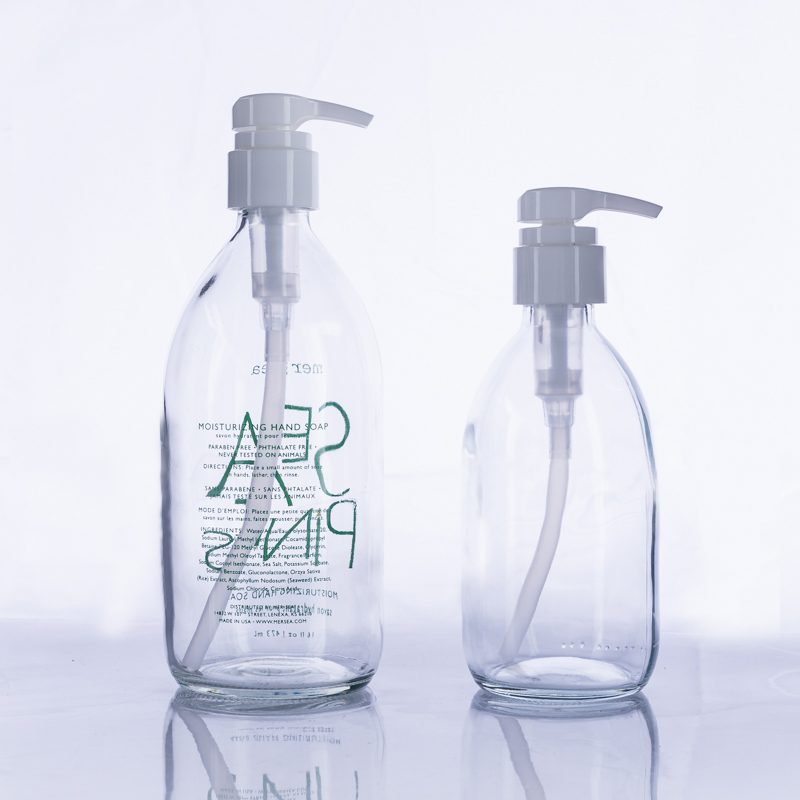 300ml 500ml glass bottle for hand sanitizer with pump