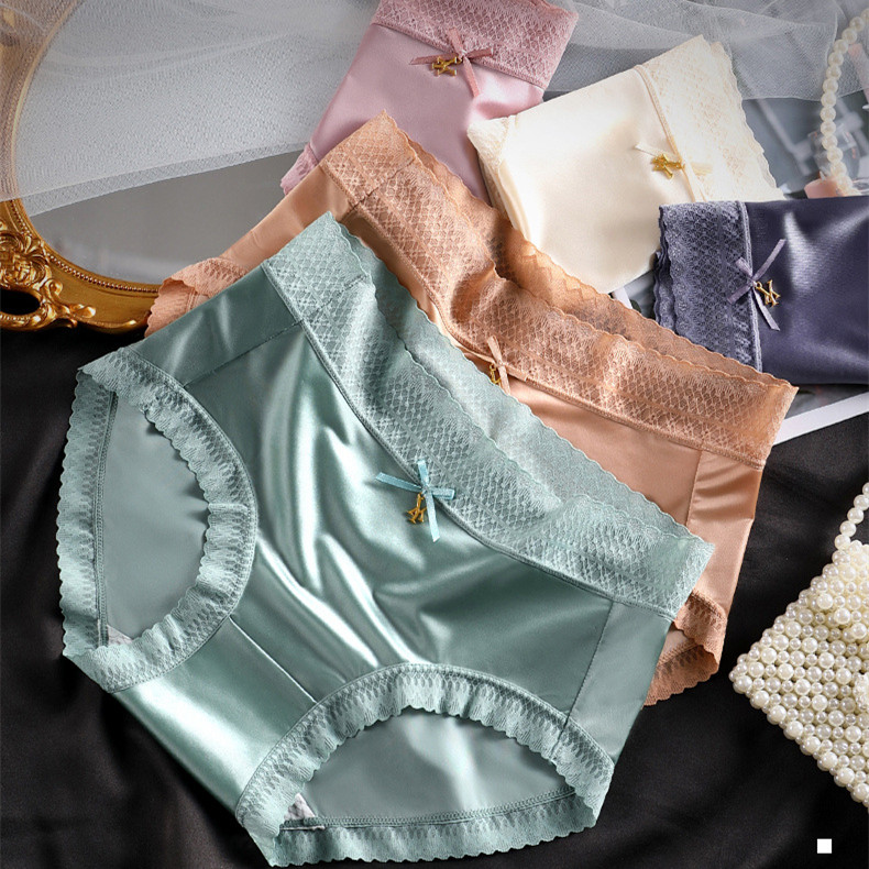 Cotton lace silk underwear