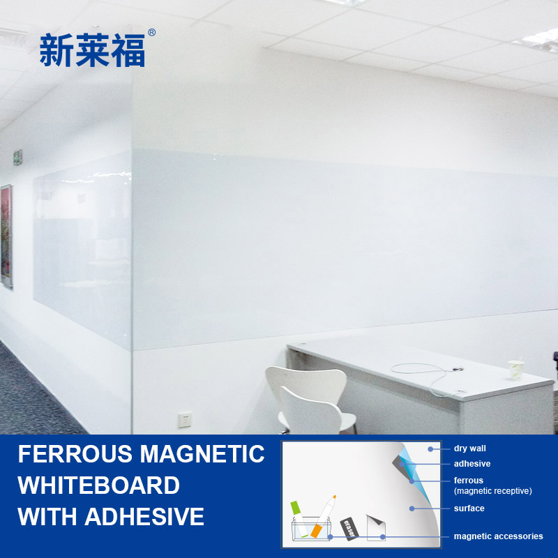 ferrous magntic whiteboard with adhensive