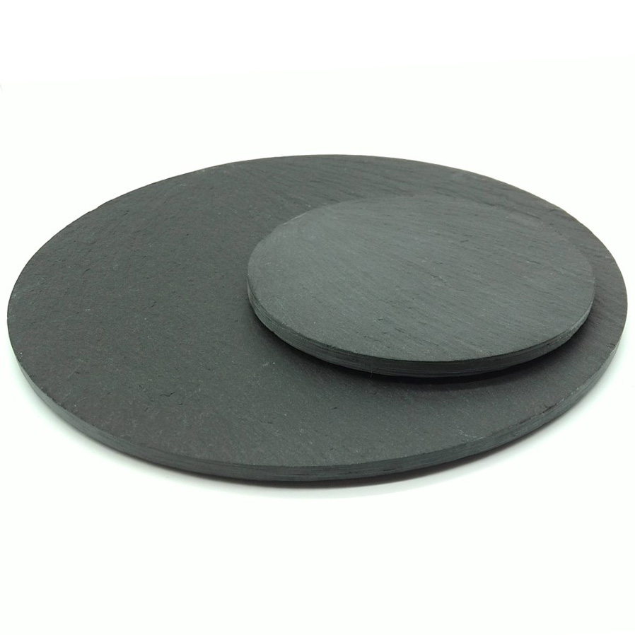 Black Slate Dishes Plates Placemat Round Shape