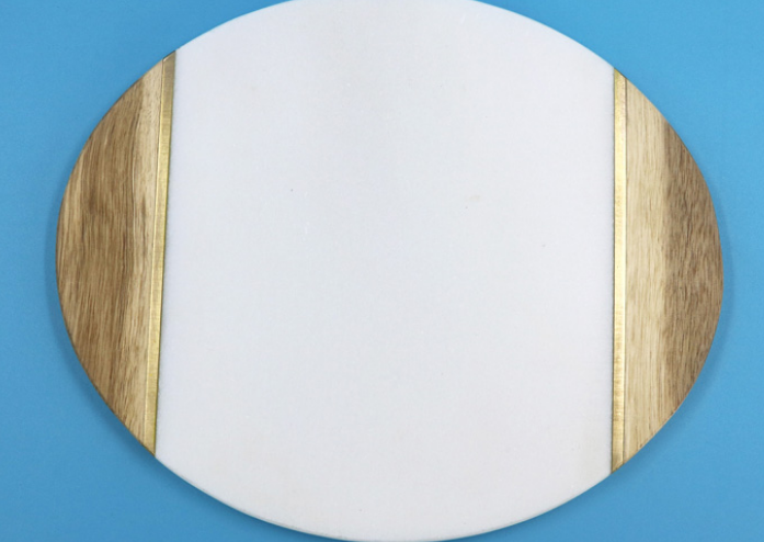 Natural marble acacia wood panel cheese tray pizza plate