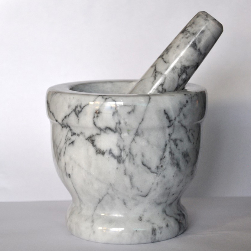 Natural Marble Mortar And Pestle Marble Bowl And Pestle Polished Grey Color