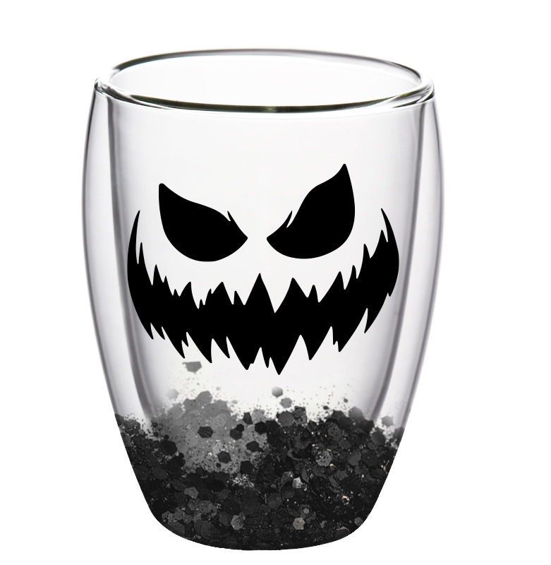 Halloween-themed Grimacing decal paper double cup high borosilicate glass egg cup