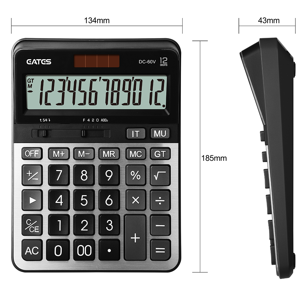 12 Digits Aluminum Check Correct Calculator