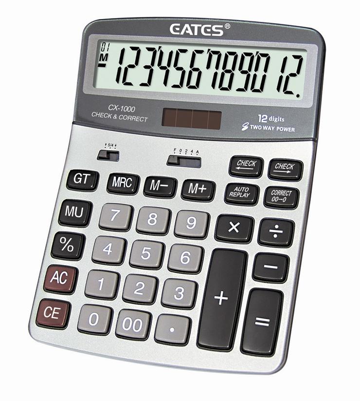 Solar big size 112 steps check & correct function 12 digit calculator