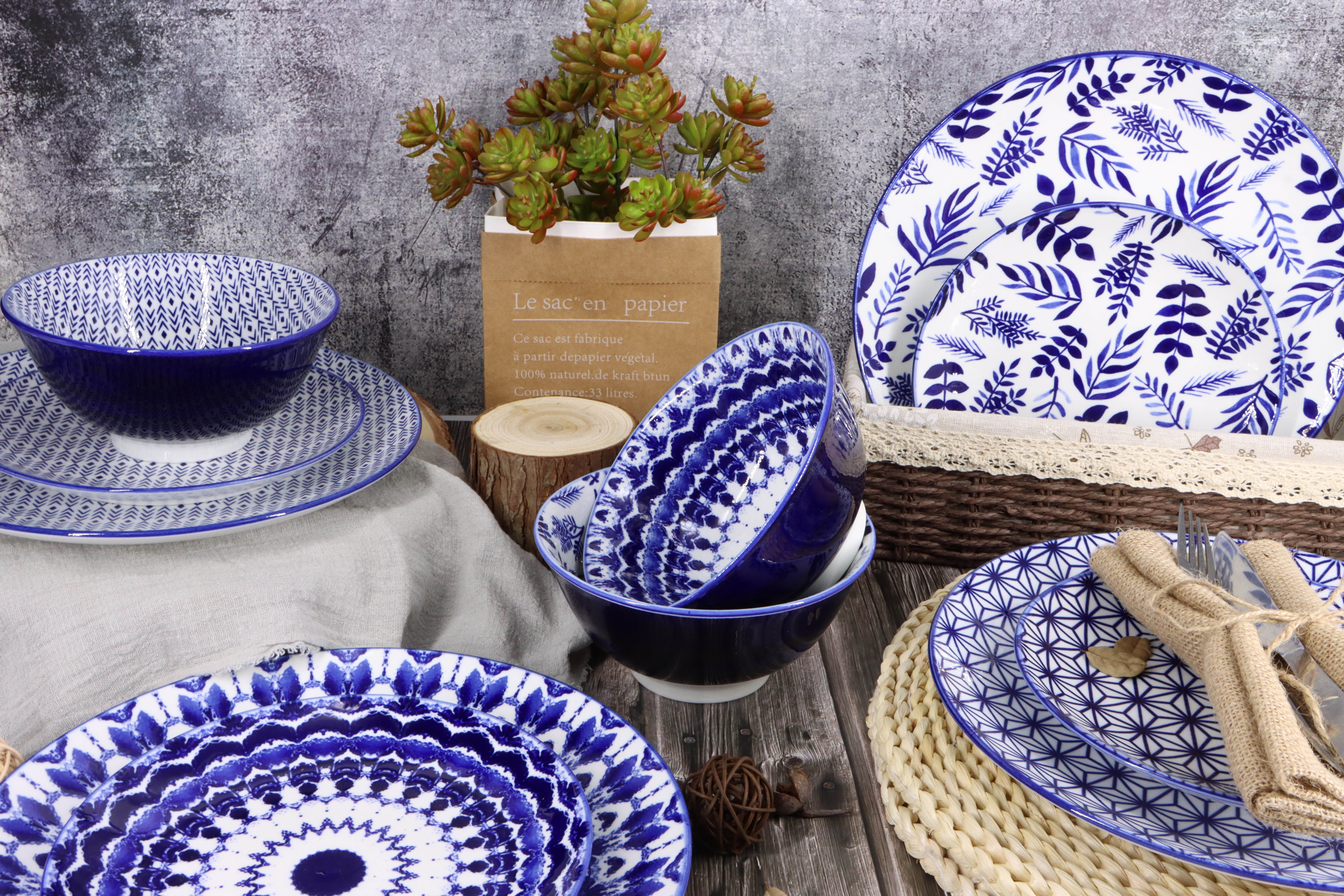 16pc porcelain dinner set with pad printing