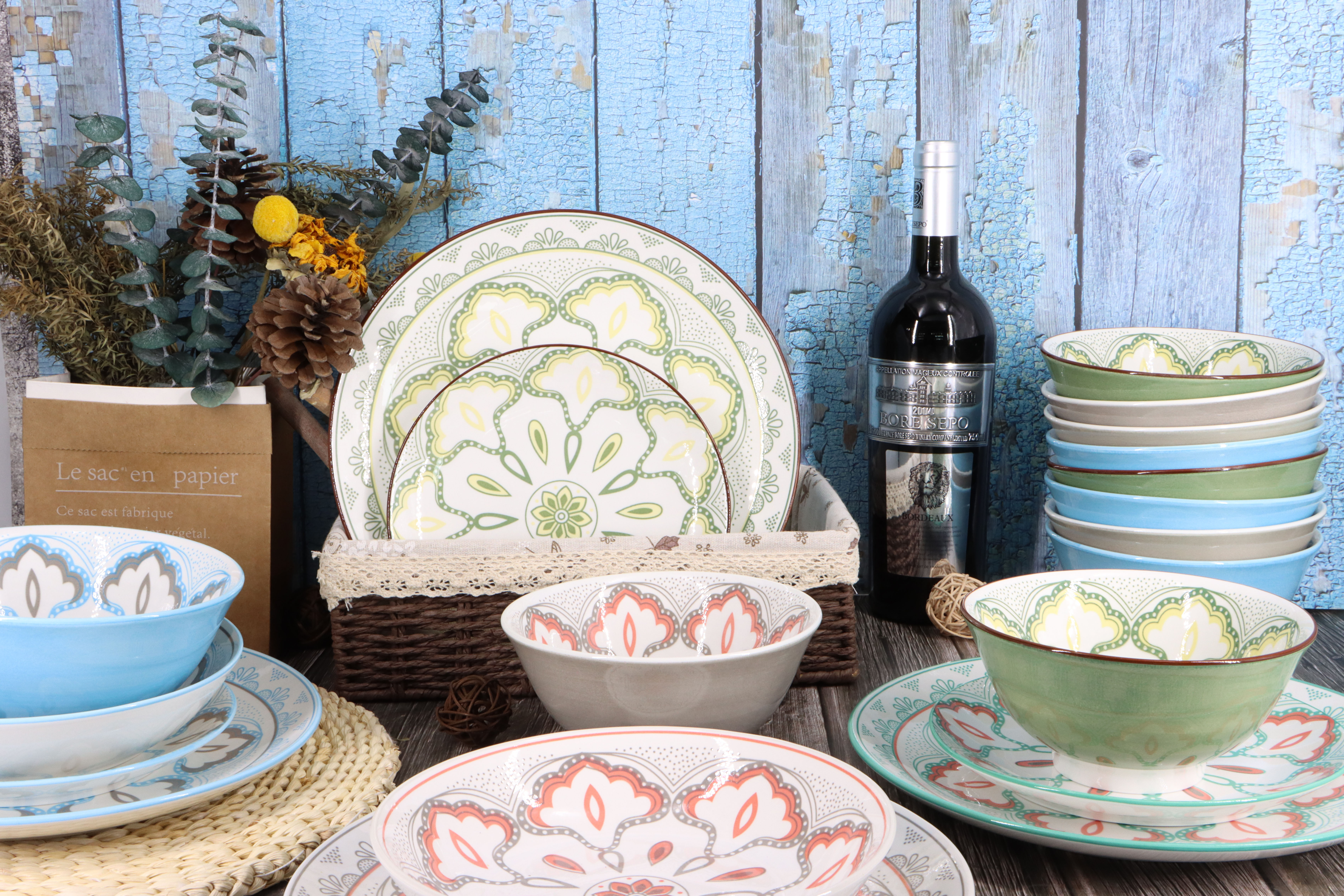 16pc porcelain dinner set with pad printing
