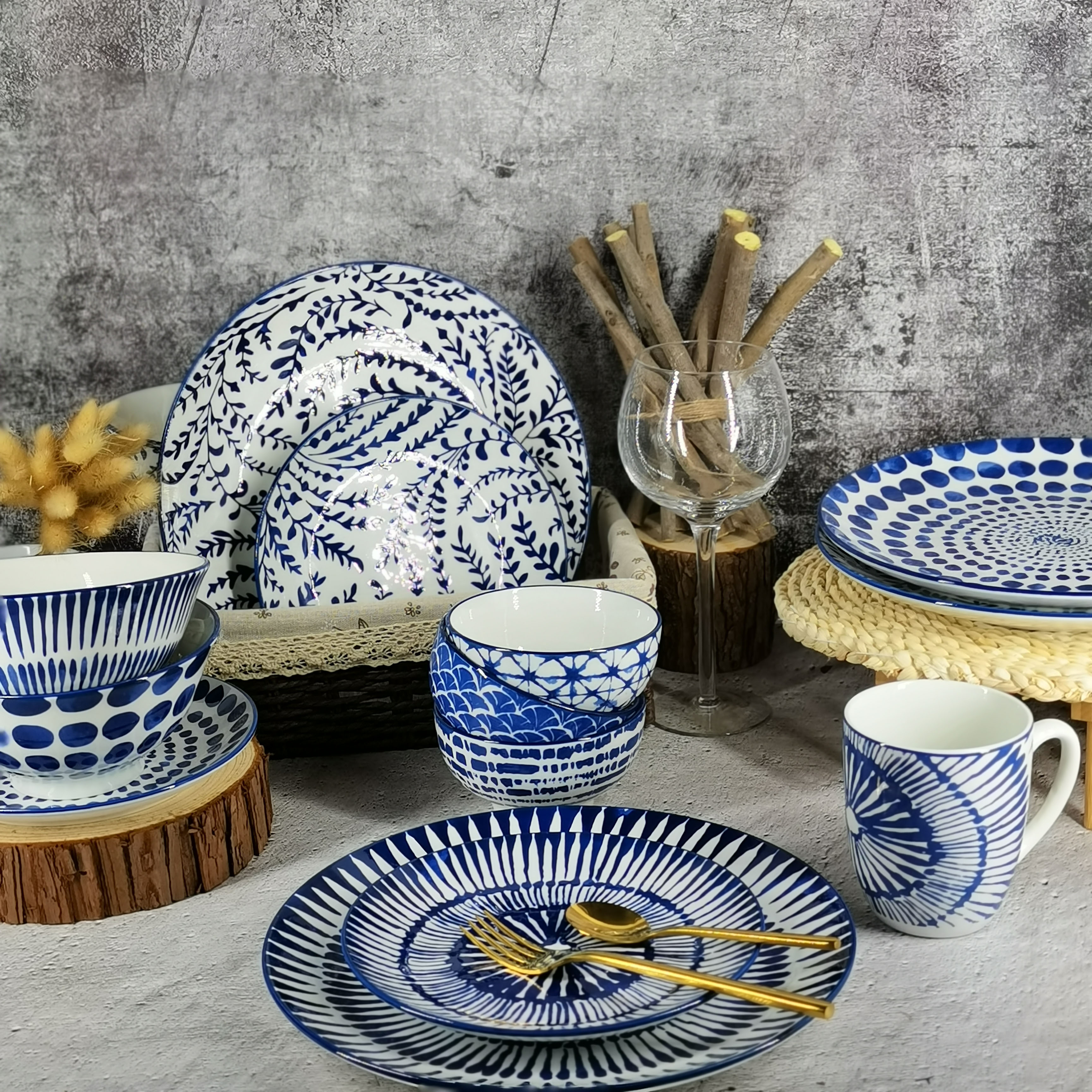 16pc porcelain dinner set with pad printing