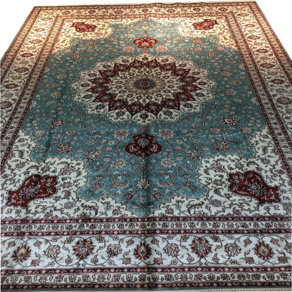 Persian splendor 6x9ft light blue color hand knotted art silk persian carpet home carpet collection