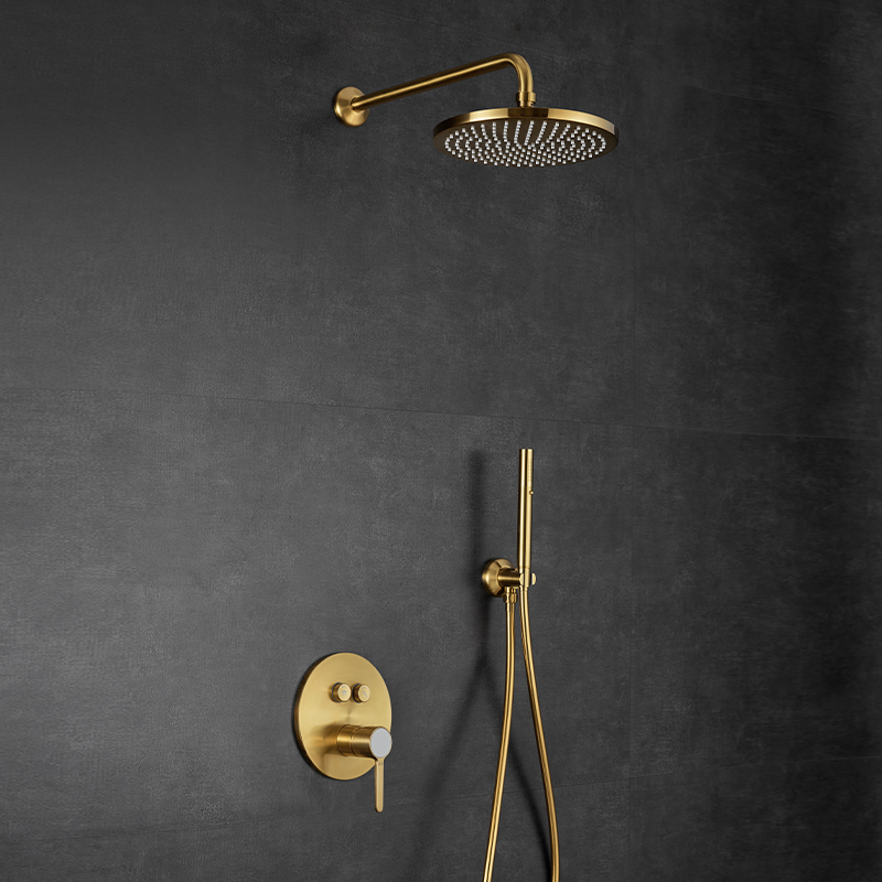 FLOVA Single lever concealed shower mixer with Goclick-2 buttons (no Smartbox)-Brushed Gold