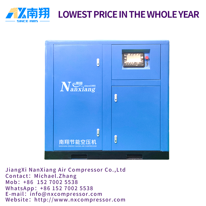 50HP 37Kw 8-12Bar 65 - 162 cfm Water Lubrication Oil Free VSD Silent Screw Air Compressor